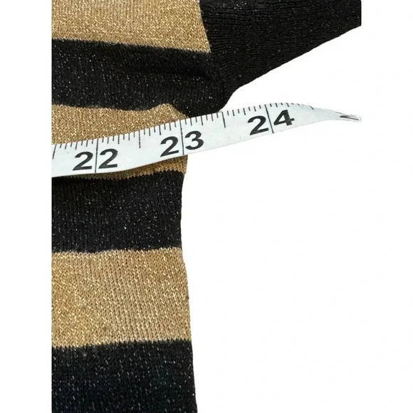 Dana Buchman Women’s XL Glittery Metallic Gold & Black‎ Striped Sweater - Picture 5 of 7